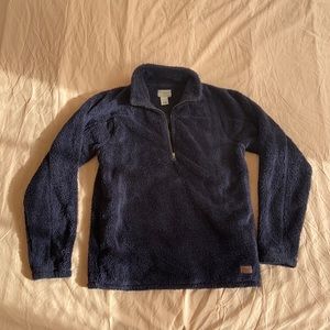 Small LL Bean Fuzzy Navy Quarter Zip